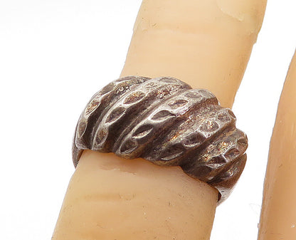 925 Sterling Silver  Vintage Oxidized Fluted Dome Petite Band Ring Sz 5 RG5746