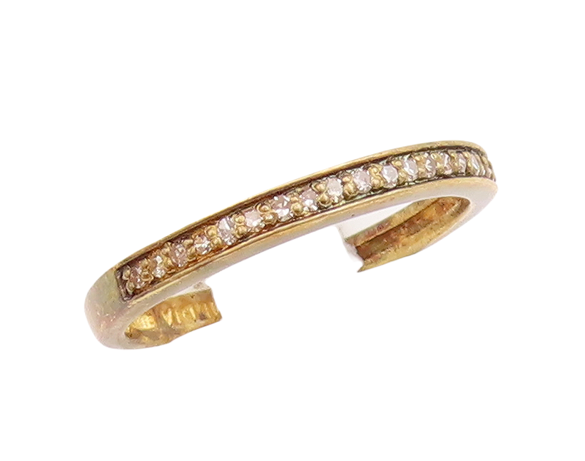 925 Sterling Silver Vintage Ring Gold Plated Diamonds Inlay  Sz 7  RG29727