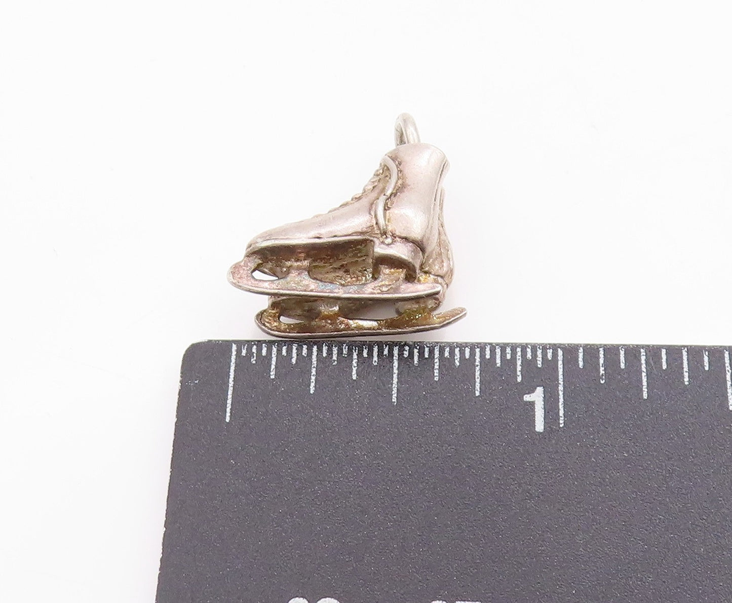 925 Sterling Silver Vintage Pendant Etched Figure Skating Boot Charm  PT24981