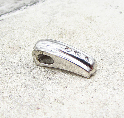 925 Sterling Silver  White Cubic Zirconia Linear Slider Pendant  PT1511