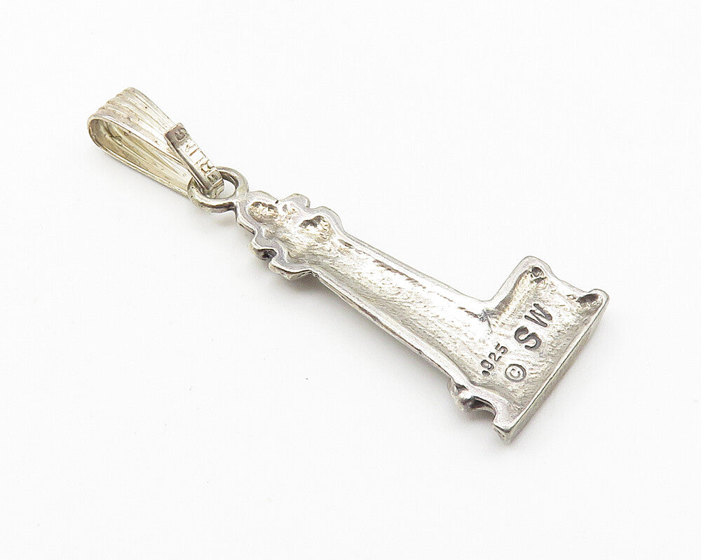 SW 925 Sterling Silver  Vintage Light House Motif Etched Detail Pendant PT8338