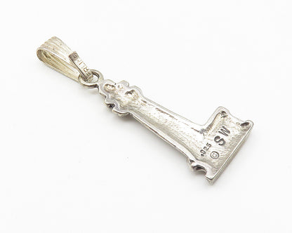 SW 925 Sterling Silver  Vintage Light House Motif Etched Detail Pendant PT8338