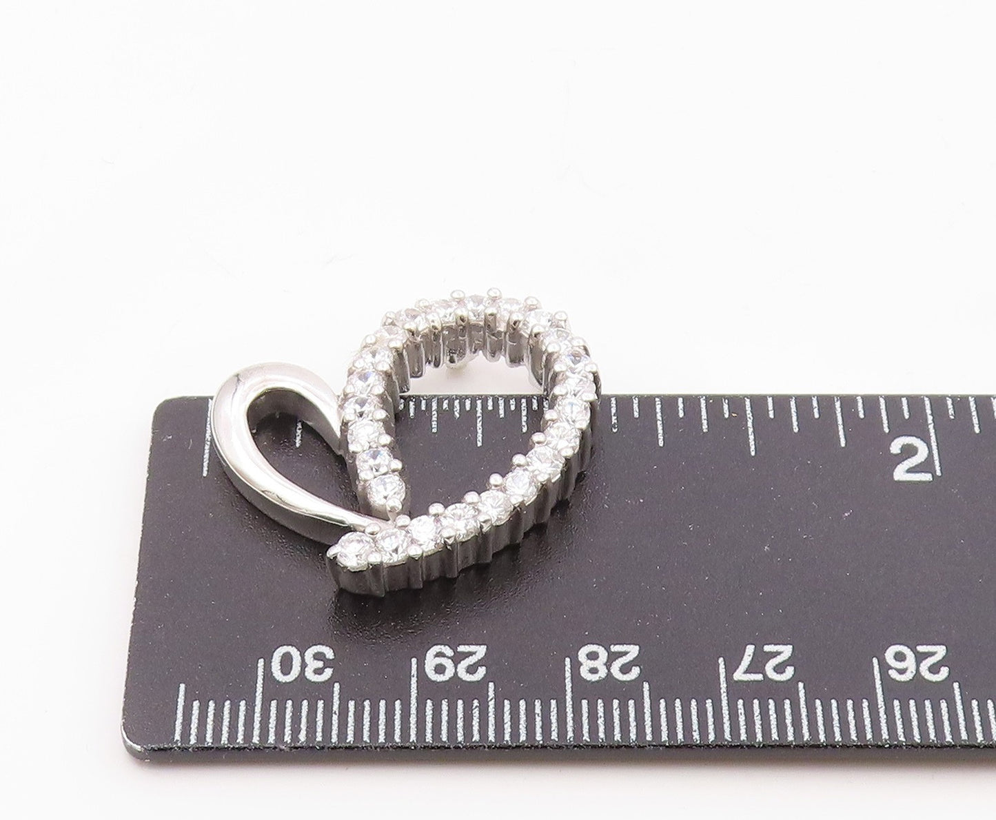 925 Sterling Silver  Vintage Cubic Zirconia Open Love Heart Pendant  PT16868