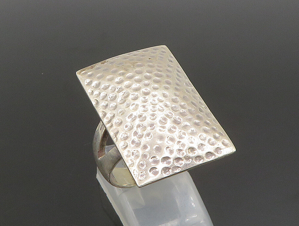 925 Sterling Silver  Vintage Rectangular Hammered Ring Sz 8.5  RG24304