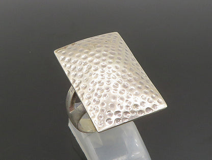 925 Sterling Silver  Vintage Rectangular Hammered Ring Sz 8.5  RG24304