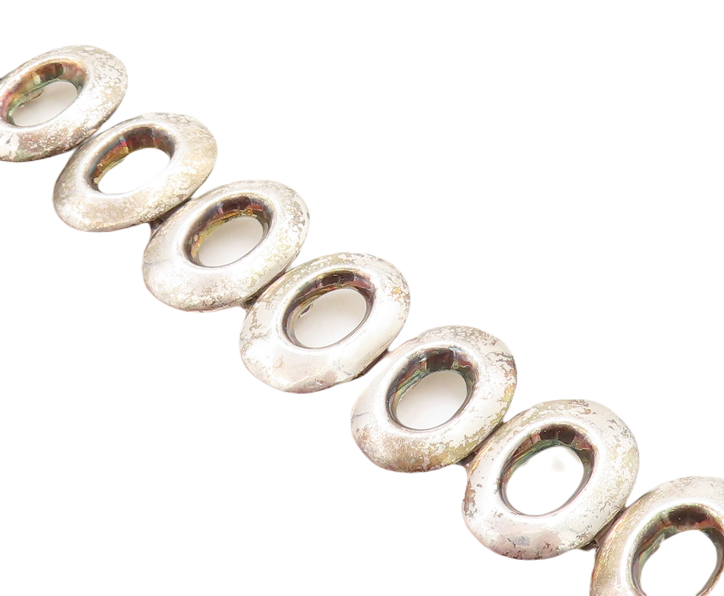 MEXICO 925 Sterling Silver  Vintage Smooth Oval Link Chain Bracelet  BT2450