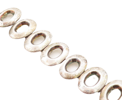 MEXICO 925 Sterling Silver  Vintage Smooth Oval Link Chain Bracelet  BT2450