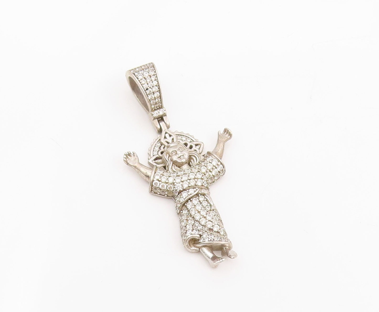 925 Sterling Silver Vintage Pendant CZ Baby Jesus Christ Religious Charm PT25540