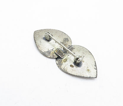 BEAU 925 Sterling Silver  Vintage Dark Tone Love Hearts Brooch Pin  BP1597