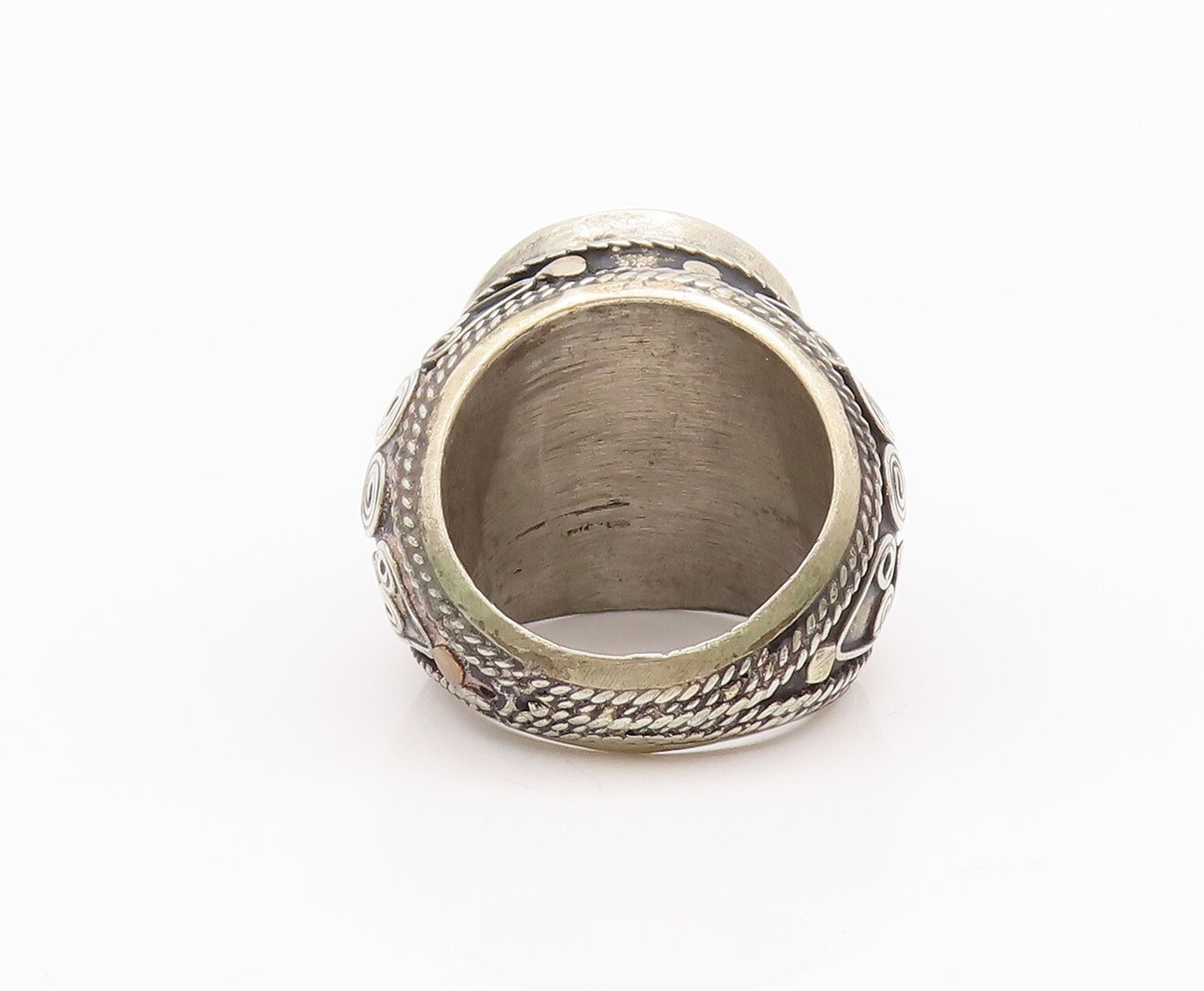925 Sterling Silver Vintage Ring Antique Chunky Farsi Stone  Sz 9  RG28300