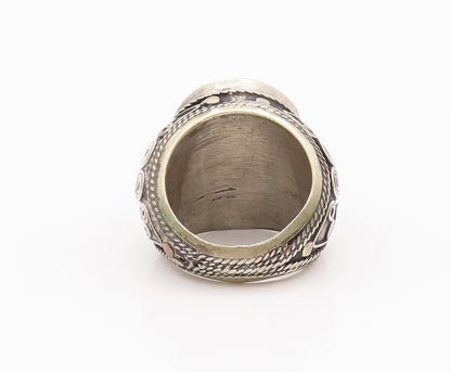925 Sterling Silver Vintage Ring Antique Chunky Farsi Stone  Sz 9  RG28300