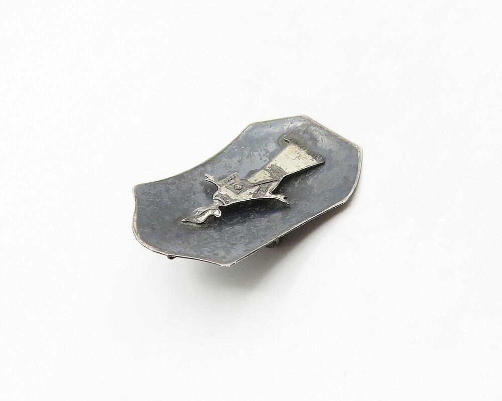 ISRAEL 925 Sterling Silver  Vintage Oxidized Figure Smooth Brooch Pin  BP6734