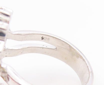925 Sterling Silver Vintage Ring Cabochon Moonstone Flower Band  Sz 7  RG35732