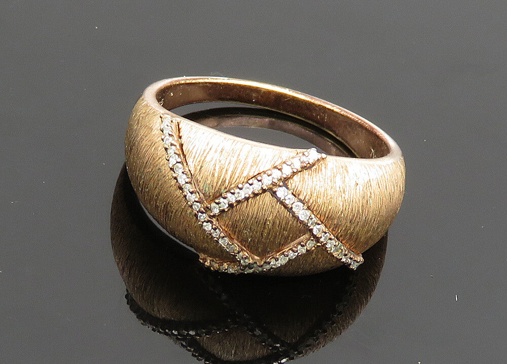 925 Sterling Silver  Vintage Genuine Diamonds Dome Band Ring Sz 10  RG19976