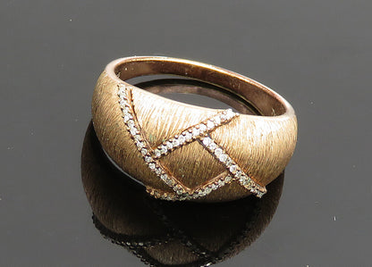 925 Sterling Silver  Vintage Genuine Diamonds Dome Band Ring Sz 10  RG19976