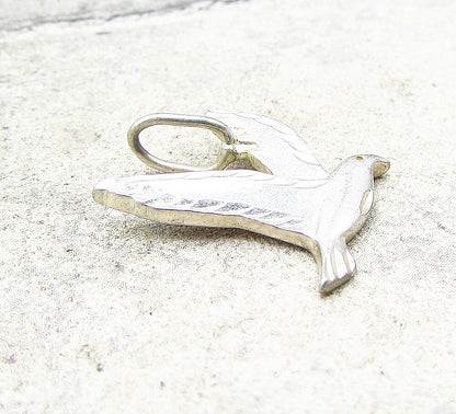 925 Sterling Silver  Vintage Flying Bird Drop Pendant  PT1756