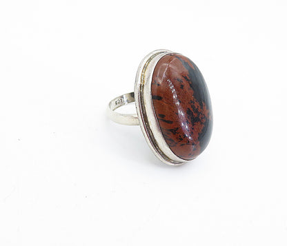 925 Sterling Silver  Vintage Minimalist Jasper Cocktail Ring Sz 7  RG3756