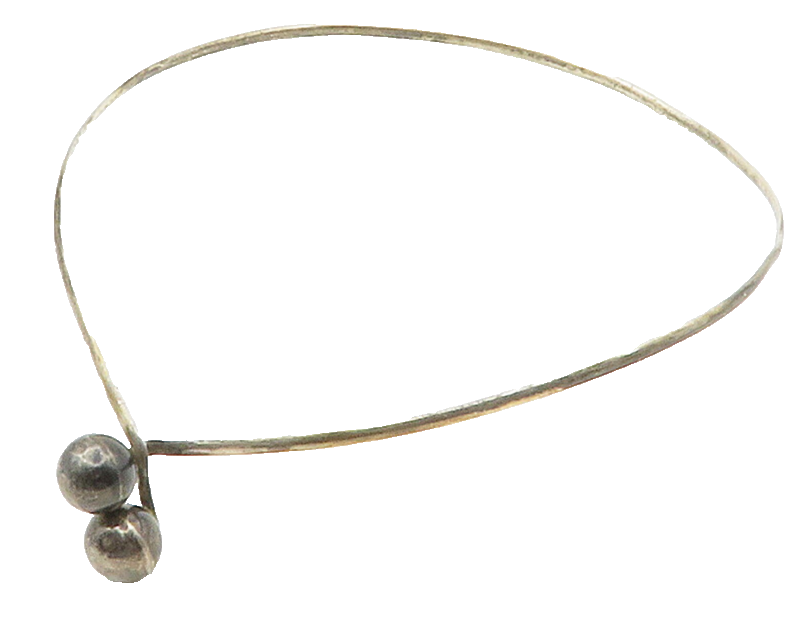 925 Sterling Silver  Vintage Dark Tone Sphere Ends Collar Necklace  NE2480