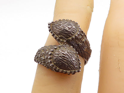 925 Sterling Silver  Vintage Antique Sculpted Bypass Band Ring Sz 5.5  RG6604