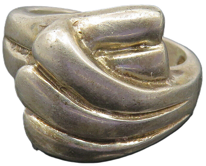 925 Sterling Silver  Vintage Fluted Bypass Wing Design Band Ring Sz 8  RG10602