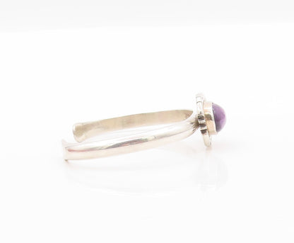 925 Sterling Silver Vintage Bracelet Oval Cabochon Amethyst Cutout Cuff  BT11065