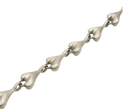 925 Sterling Silver  Vintage Dark Tone Smooth Y Link Chain Bracelet  BT6453