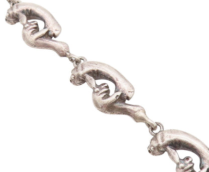 925 Sterling Silver Vintage Bracelet Dark Tone Swimming Sea Gull   BT11028