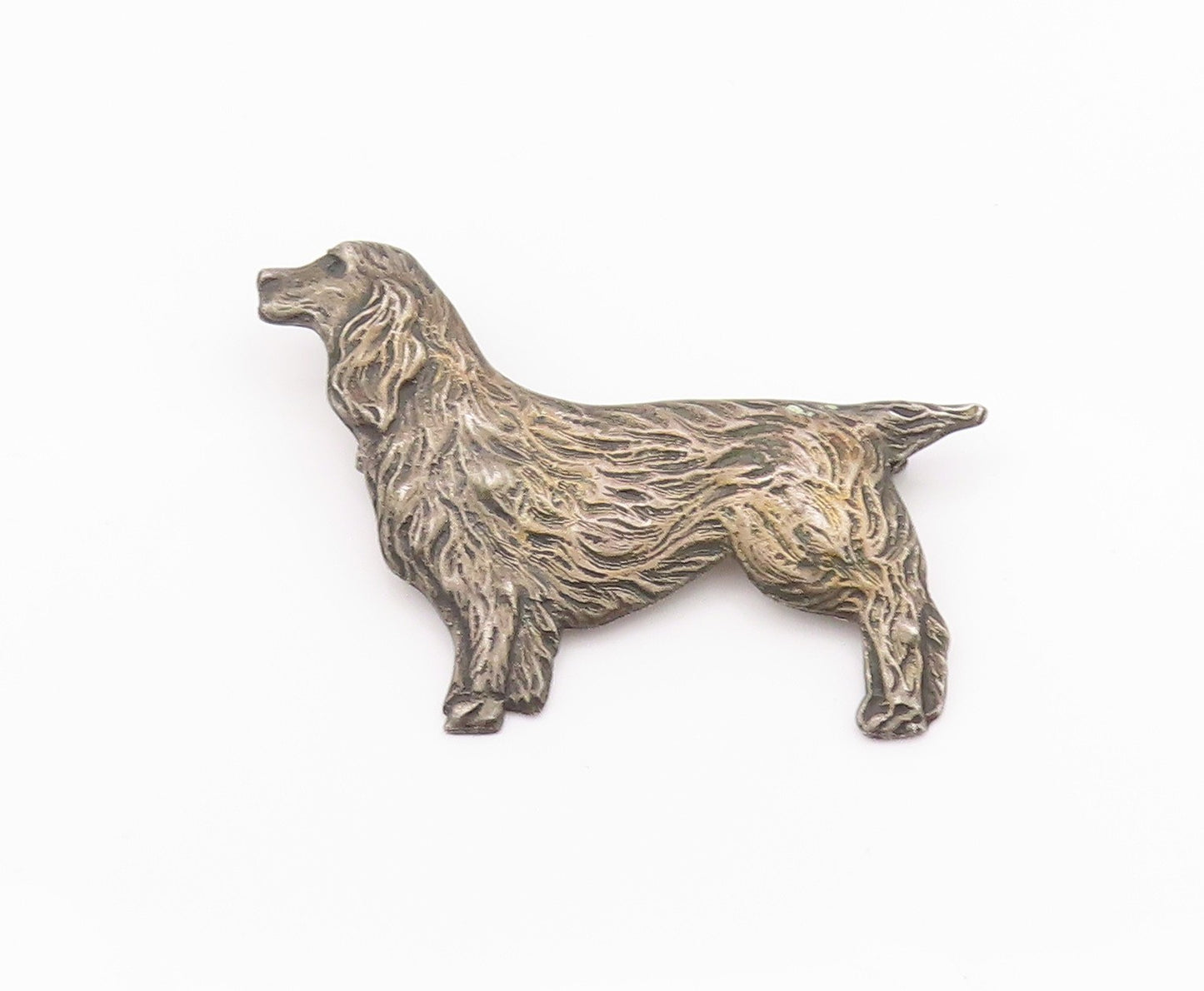 925 Sterling Silver Vintage Brooch Dark Tone Etched Golden Retriever   BP11695