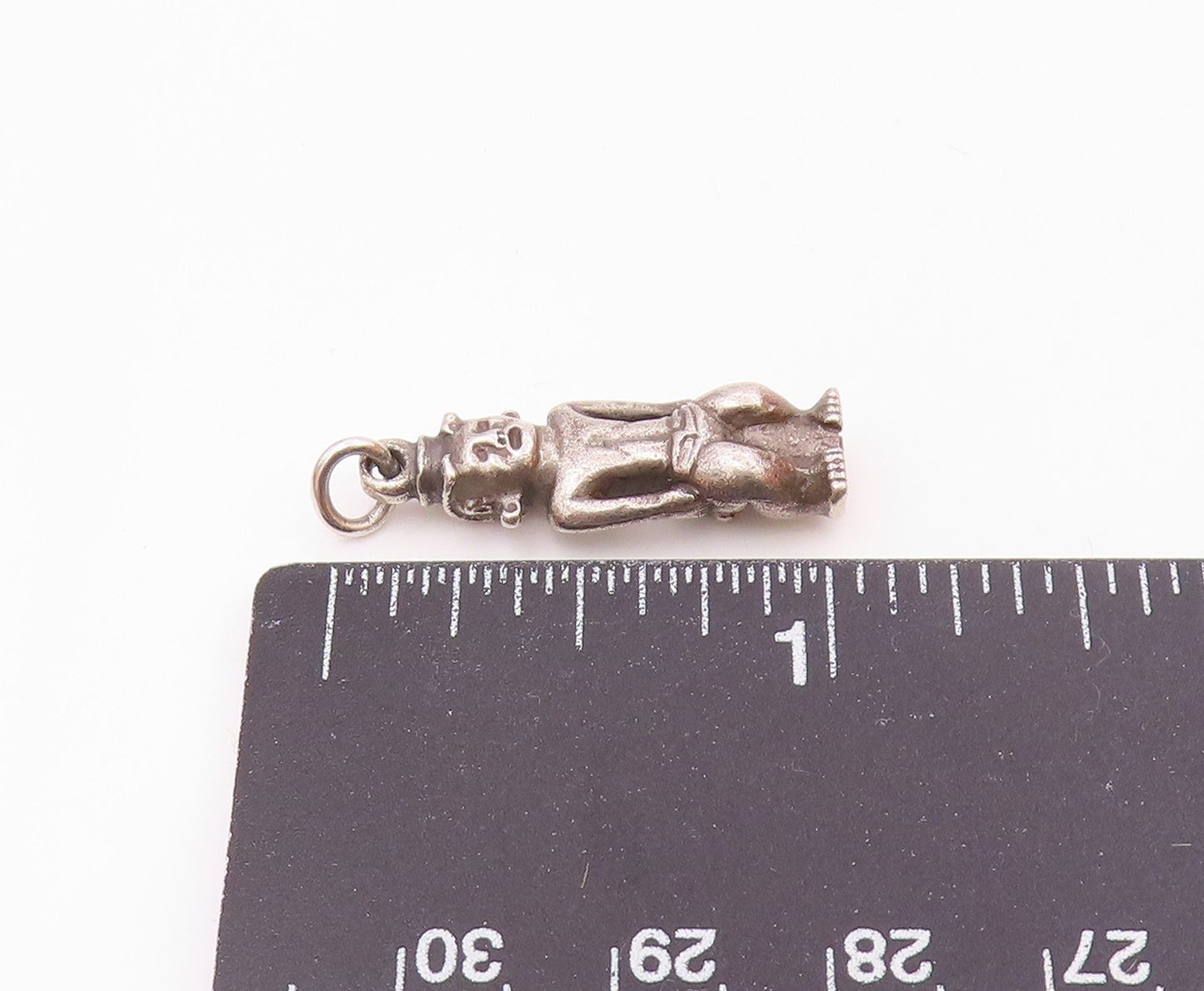 925 Sterling Silver  Vintage Sitting Tribal Man Charm Pendant  PT20277