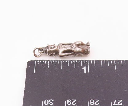 925 Sterling Silver  Vintage Sitting Tribal Man Charm Pendant  PT20277