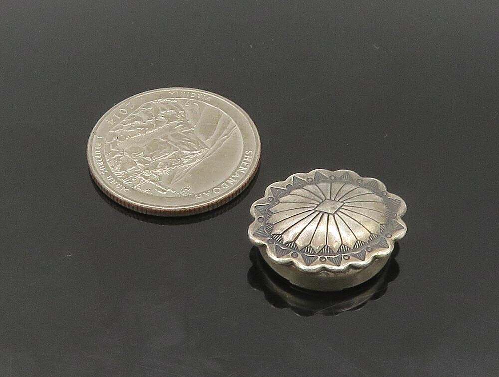 NAVAJO 925 Silver  Vintage Four Piece Set Floral Motif Button Covers  TR3249