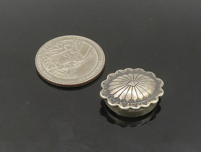 NAVAJO 925 Silver  Vintage Four Piece Set Floral Motif Button Covers  TR3249