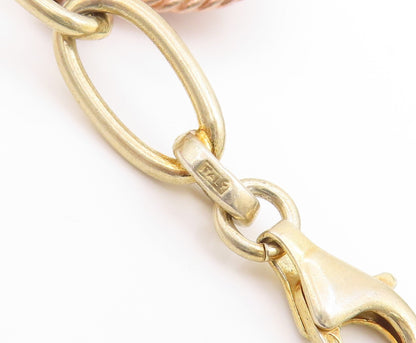 925 Sterling Silver Vintage Bracelet Gold Rings Dangling Men Face Coins  BT10985