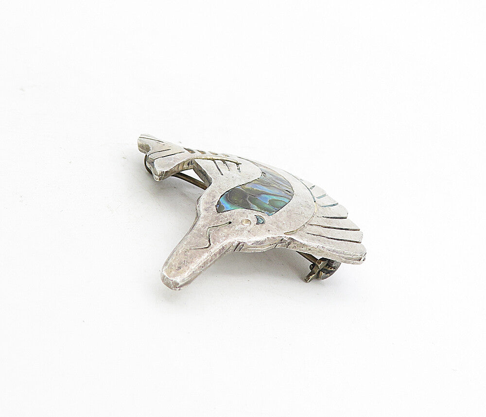 MB MEXICO 925 Silver  Vintage Abalone Shell Swordfish Motif Brooch Pin  BP3056