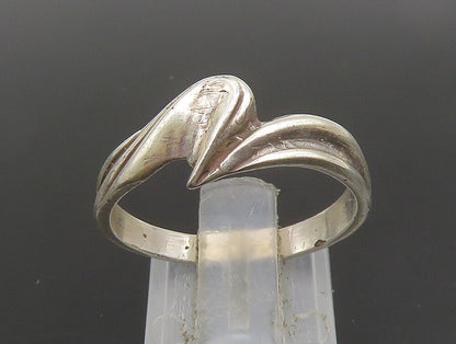925 Sterling Silver  Vintage Fluted Wave Curved Band Ring Sz 9  RG24766