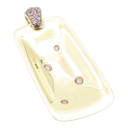 925 Sterling Silver Vintage Pendant Gold Plated Topaz Geometric Locket  PT26022