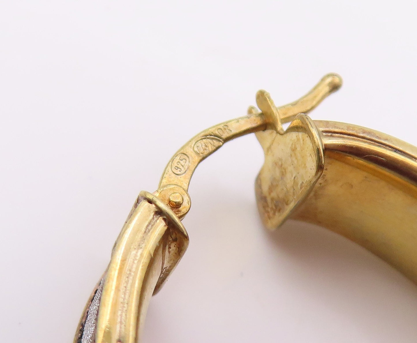 925 Sterling Silver Vintage Earrings Gold Plated Modernist Oval Hoop  EG14235