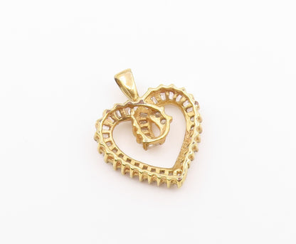 925 Sterling Silver  Vintage Topaz Gold Plated Love Heart Pendant  PT17466