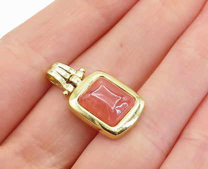 925 Sterling Silver  Quartz Shiny Gold Plated Square Drop Pendant  PT4000