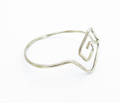 925 Sterling Silver  Vintage Thin Spiral Design Hook Bangle Bracelet  BT2865