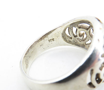 925 Sterling Silver  Vintage Swirl Cutout Design Dome Band Ring Sz 7  RG6254