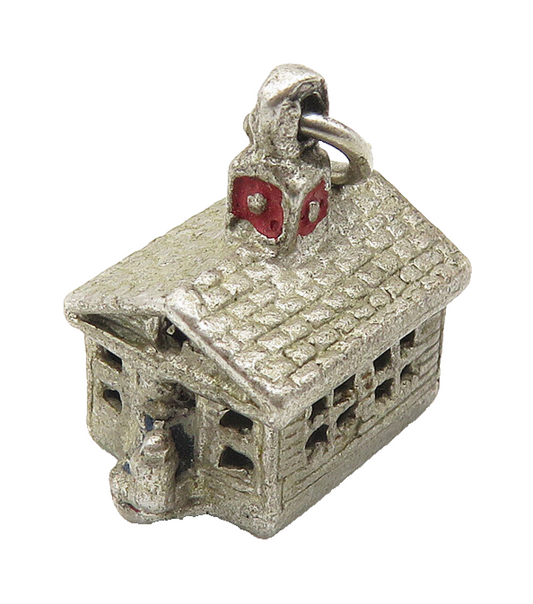 925 Sterling Silver  Vintage Dark Tone Petite House Motif Pendant  PT8442