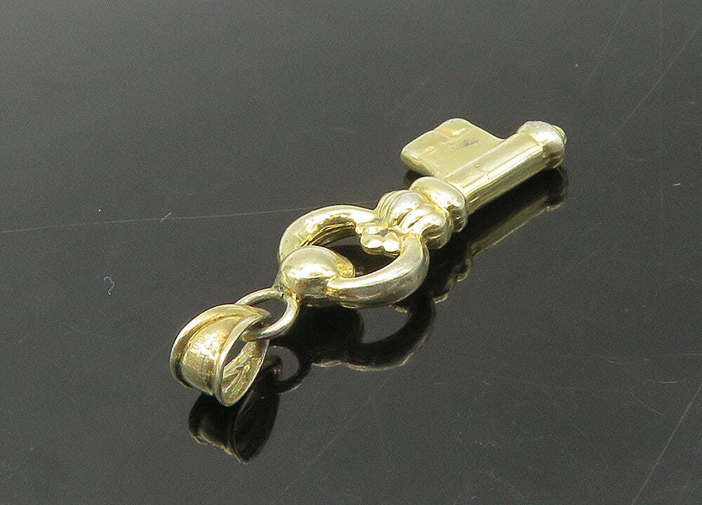 925 Sterling Silver  Vintage Shiny Petite Gold Plated Key Pendant  PT17816