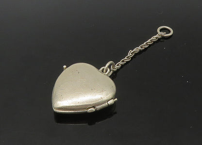 925 Sterling Silver  Vintage Erica Etched Name Love Heart Photo Pocket  TR3099