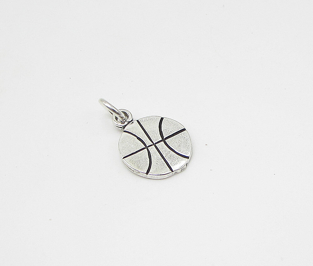 925 Sterling Silver  Vintage Carved Basketball Charm Pendant  PT1799