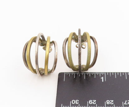 925 Sterling Silver Vintage Earrings Two Tone Interlocking Circle Hoops EG13806