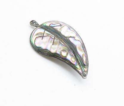 MEXICO 925 Sterling Silver  Vintage Abalone Single Leaf Brooch Pin  BP2802