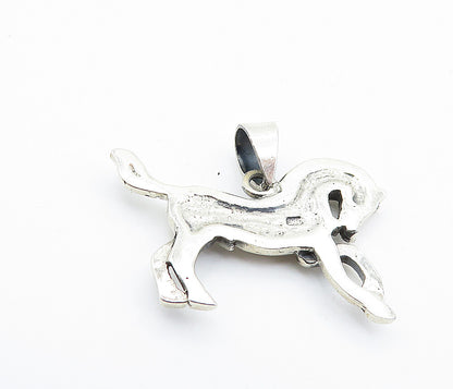 925 Sterling Silver  Vintage Shiny Petite Galloping Horse Motif Pendant PT5972