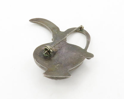 MEXICO 925 Sterling Silver  Vintage Antique Floral Pitcher Brooch Pin  BP5190