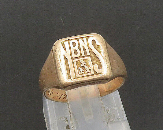 10K GOLD  Vintage Antique Shiny NBNS Petite Square Band Ring Sz 3.75  GR148